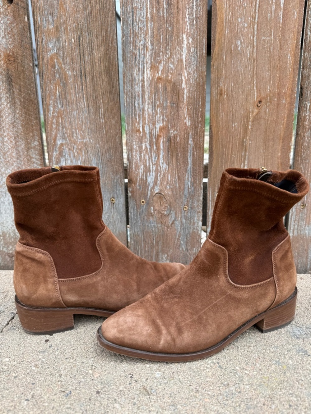 Aquatalia Women’s Brown Leather Sock Ankle Boot Side Zip Almond Toe Size 7 - Picture 7 of 15